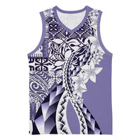 Aloha Vintage Plumeria Hawaiian Tapa Pattern Basketball Jersey Purple Hawaiian Tapa Pattern LT9 Unisex Purple - Polynesian Pride