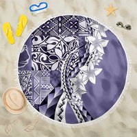 Aloha Vintage Plumeria Hawaiian Tapa Pattern Beach Blanket Purple Hawaiian Tapa Pattern LT9 One Size 150cm Purple - Polynesian Pride