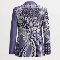 Aloha Vintage Plumeria Hawaiian Tapa Pattern Blazer Purple Hawaiian Tapa Pattern LT9 - Polynesian Pride