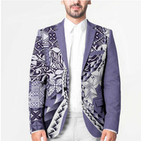 Aloha Vintage Plumeria Hawaiian Tapa Pattern Blazer Purple Hawaiian Tapa Pattern LT9 - Polynesian Pride