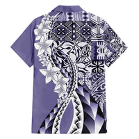 Aloha Vintage Plumeria Hawaiian Tapa Pattern Family Matching Off Shoulder Short Dress and Hawaiian Shirt Purple Hawaiian Tapa Pattern - Polynesian Pride