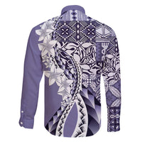 Aloha Vintage Plumeria Hawaiian Tapa Pattern Family Matching Summer Maxi Dress and Hawaiian Shirt Purple Hawaiian Tapa Pattern - Polynesian Pride