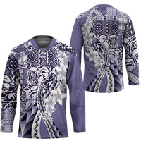 Aloha Vintage Plumeria Hawaiian Tapa Pattern Hockey Jersey Purple Hawaiian Tapa Pattern LT9 - Polynesian Pride