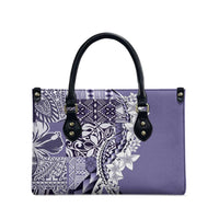 Aloha Vintage Plumeria Hawaiian Tapa Pattern Leather Bag Purple Hawaiian Tapa Pattern - Polynesian Pride
