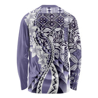 Aloha Vintage Plumeria Hawaiian Tapa Pattern Long Sleeve Shirt Purple Hawaiian Tapa Pattern LT9 - Polynesian Pride