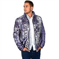 Aloha Vintage Plumeria Hawaiian Tapa Pattern Padded Jacket Purple Hawaiian Tapa Pattern LT9 - Polynesian Pride