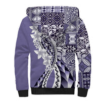 Aloha Vintage Plumeria Hawaiian Tapa Pattern Sherpa Hoodie Purple Hawaiian Tapa Pattern LT9 - Polynesian Pride