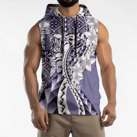Aloha Vintage Plumeria Hawaiian Tapa Pattern Sleeveless Hoodie Purple Hawaiian Tapa Pattern LT9 - Polynesian Pride