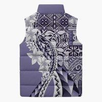 Aloha Vintage Plumeria Hawaiian Tapa Pattern Sleeveless Puffer Jacket Purple Hawaiian Tapa Pattern LT9 - Polynesian Pride