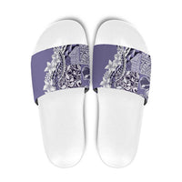 Aloha Vintage Plumeria Hawaiian Tapa Pattern Slide Sandals Purple Hawaiian Tapa Pattern - Polynesian Pride