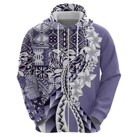 Aloha Vintage Plumeria Hawaiian Tapa Pattern Zip Hoodie Purple Hawaiian Tapa Pattern - Polynesian Pride