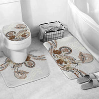Polynesian Manta Ray Bathroom Set Beige Floral Turtle Tattoo - Polynesian Pride