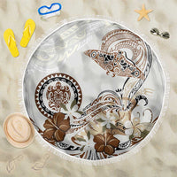 Polynesian Manta Ray Beach Blanket Beige Floral Turtle Tattoo LT9 One Size 150cm Beige - Polynesian Pride