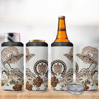 Polynesian Manta Ray 4 in 1 Can Cooler Tumbler Beige Floral Turtle Tattoo LT9 - Polynesian Pride