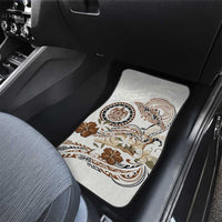 Polynesian Manta Ray Car Mats Beige Floral Turtle Tattoo LT9 - Polynesian Pride