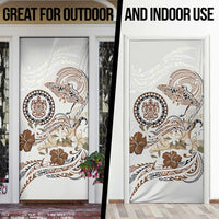 Polynesian Manta Ray Door Cover Beige Floral Turtle Tattoo - Polynesian Pride