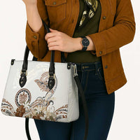 Polynesian Manta Ray Leather Bag Beige Floral Turtle Tattoo - Polynesian Pride