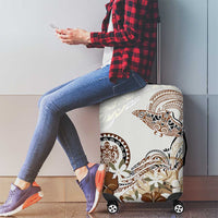 Polynesian Manta Ray Luggage Cover Beige Floral Turtle Tattoo LT9 - Polynesian Pride