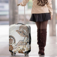 Polynesian Manta Ray Luggage Cover Beige Floral Turtle Tattoo LT9 - Polynesian Pride