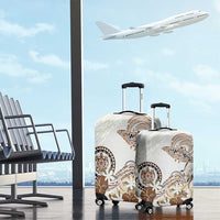 Polynesian Manta Ray Luggage Cover Beige Floral Turtle Tattoo LT9 - Polynesian Pride
