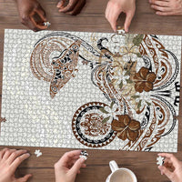 Polynesian Manta Ray Puzzle Beige Floral Turtle Tattoo LT9 - Polynesian Pride