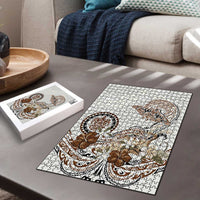 Polynesian Manta Ray Puzzle Beige Floral Turtle Tattoo LT9 - Polynesian Pride
