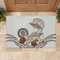 Polynesian Manta Ray Rubber Doormat Beige Floral Turtle Tattoo LT9 Beige - Polynesian Pride