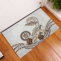 Polynesian Manta Ray Rubber Doormat Beige Floral Turtle Tattoo LT9 - Polynesian Pride