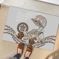 Polynesian Manta Ray Rubber Doormat Beige Floral Turtle Tattoo LT9 - Polynesian Pride