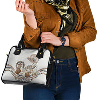 Polynesian Manta Ray Shoulder Handbag Beige Floral Turtle Tattoo - Polynesian Pride