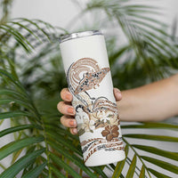 Polynesian Manta Ray Skinny Tumbler Beige Floral Turtle Tattoo - Polynesian Pride