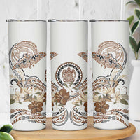 Polynesian Manta Ray Skinny Tumbler Beige Floral Turtle Tattoo - Polynesian Pride
