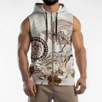 Polynesian Manta Ray Sleeveless Zip Hoodie Beige Floral Turtle Tattoo LT9 - Polynesian Pride