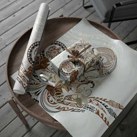 Polynesian Manta Ray Wrapping Paper Beige Floral Turtle Tattoo LT9 - Polynesian Pride