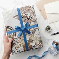 Polynesian Manta Ray Wrapping Paper Beige Floral Turtle Tattoo LT9 - Polynesian Pride