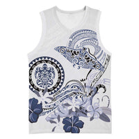 Polynesian Manta Ray Basketball Jersey Blue Floral Turtle Tattoo LT9 Unisex Blue - Polynesian Pride