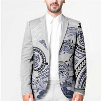 Polynesian Manta Ray Blazer Blue Floral Turtle Tattoo LT9 - Polynesian Pride
