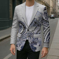 Polynesian Manta Ray Blazer Blue Floral Turtle Tattoo LT9 - Polynesian Pride
