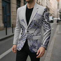 Polynesian Manta Ray Blazer Blue Floral Turtle Tattoo LT9 - Polynesian Pride