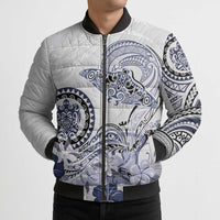 Polynesian Manta Ray Bomber Puffer Jacket Blue Floral Turtle Tattoo LT9 - Polynesian Pride