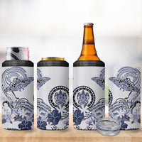 Polynesian Manta Ray 4 in 1 Can Cooler Tumbler Blue Floral Turtle Tattoo LT9 - Polynesian Pride
