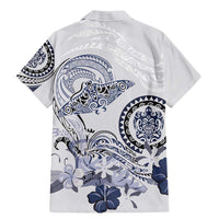 Polynesian Manta Ray Family Matching Mermaid Dress and Hawaiian Shirt Blue Floral Turtle Tattoo - Polynesian Pride