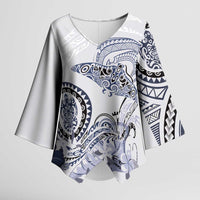 Polynesian Manta Ray Kimono Sleeve Blouse Blue Floral Turtle Tattoo LT9 Female Blue - Polynesian Pride