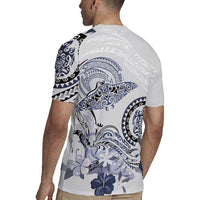 Polynesian Manta Ray Rugby Jersey Blue Floral Turtle Tattoo LT9 - Polynesian Pride