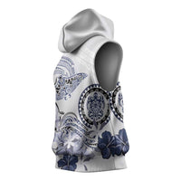 Polynesian Manta Ray Sleeveless Hoodie Blue Floral Turtle Tattoo LT9 - Polynesian Pride