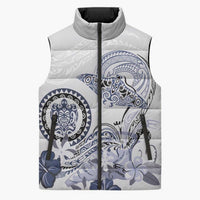 Polynesian Manta Ray Sleeveless Puffer Jacket Blue Floral Turtle Tattoo LT9 Unisex Blue - Polynesian Pride