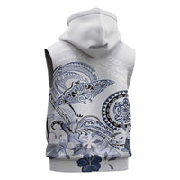 Polynesian Manta Ray Sleeveless Zip Hoodie Blue Floral Turtle Tattoo LT9 - Polynesian Pride
