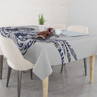 Polynesian Manta Ray Tablecloth Blue Floral Turtle Tattoo - Polynesian Pride