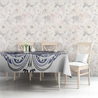 Polynesian Manta Ray Tablecloth Blue Floral Turtle Tattoo - Polynesian Pride