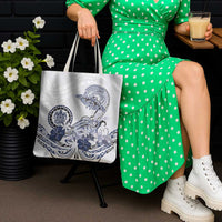 Polynesian Manta Ray Tote Bag Blue Floral Turtle Tattoo - Polynesian Pride